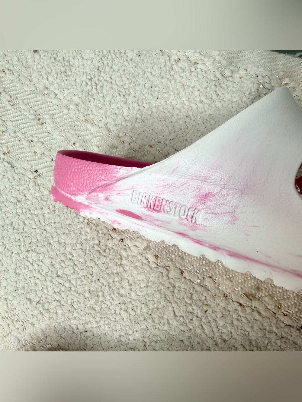Birkenstock pink and white rubber slip on sandals size 10 - Picture 9 of 9